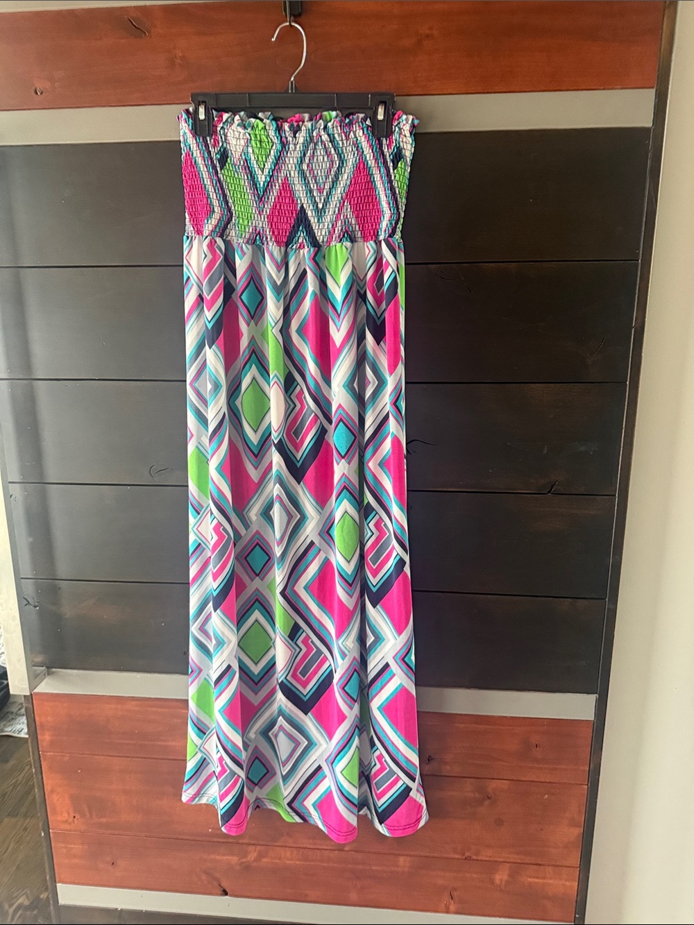OAS Multicolor Smocked Strapless Top - Pink, Teal, Lime